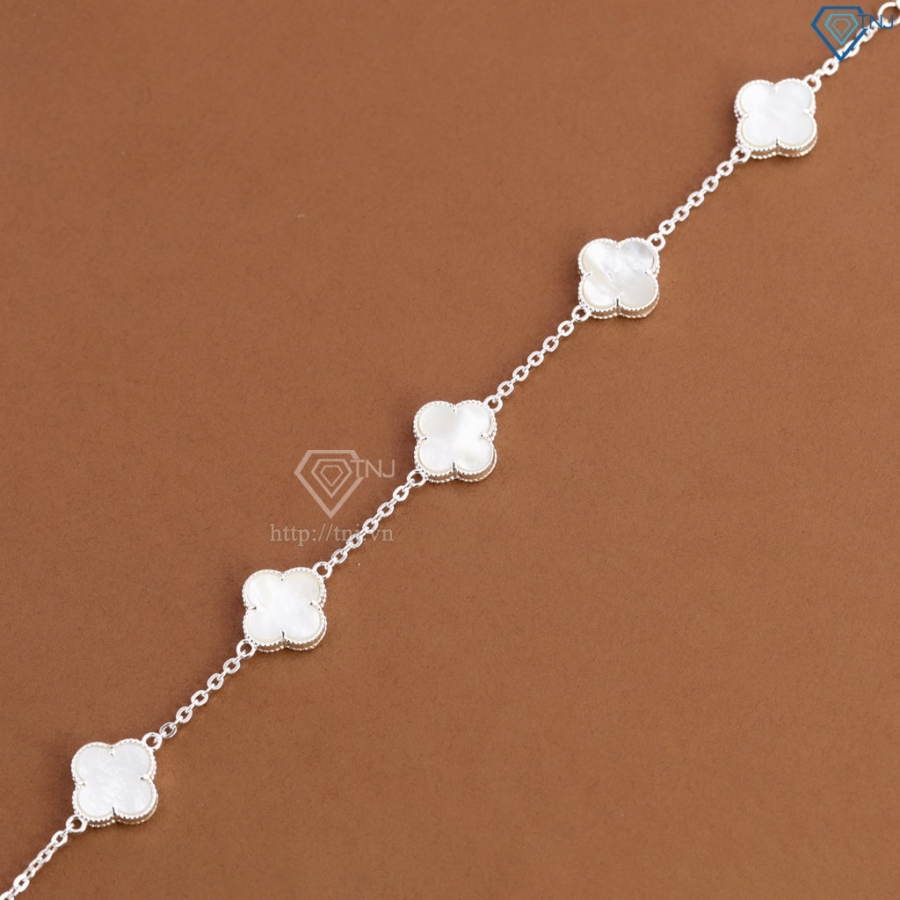 Lắc tay bạc nữ cỏ 4 lá đính đá trắng LTN0439 - Trang Sức TNJ