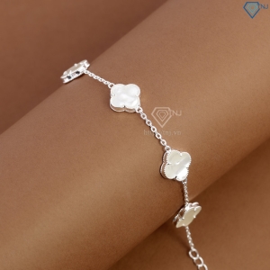 Lắc tay bạc nữ cỏ 4 lá đính đá trắng LTN0439 - Trang Sức TNJ