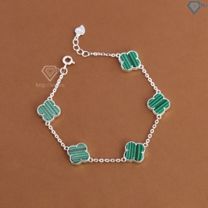 Lắc tay bạc nữ cỏ 4 lá đính đá xanh LTN0439 - Trang Sức TNJ