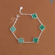 Lắc tay bạc nữ cỏ 4 lá đính đá xanh LTN0439 - Trang Sức TNJ