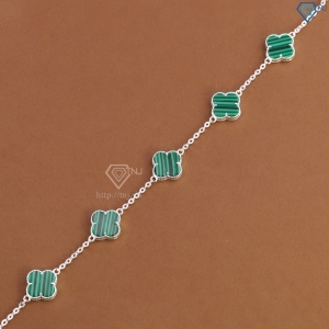 Lắc tay bạc nữ cỏ 4 lá đính đá xanh LTN0439 - Trang Sức TNJ