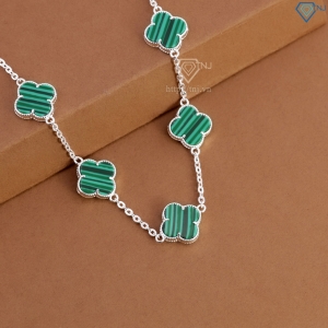 Lắc tay bạc nữ cỏ 4 lá đính đá xanh LTN0439 - Trang Sức TNJ