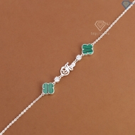 Lắc tay bạc nữ hình cỏ 4 lá xanh khắc tên theo yêu cầu LTN0455