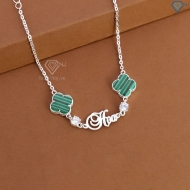 Lắc tay bạc nữ hình cỏ 4 lá xanh khắc tên theo yêu cầu LTN0455