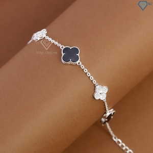 Lắc tay bạc nữ cỏ 4 lá đính đá đen LTN0456 - Trang Sức TNJ