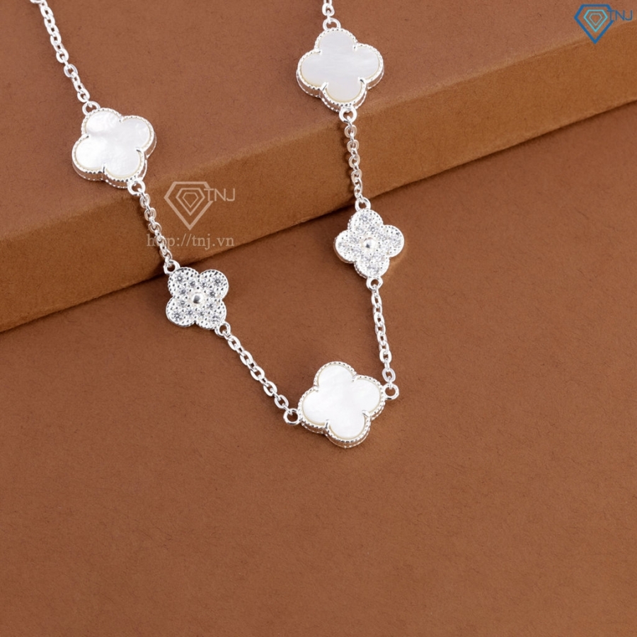 Lắc tay bạc nữ cỏ 4 lá đính đá trắng LTN0456 - Trang Sức TNJ