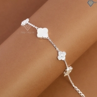 Lắc tay bạc nữ cỏ 4 lá đính đá trắng LTN0456 - Trang Sức TNJ