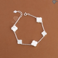 Lắc tay bạc nữ cỏ 4 lá đính đá trắng LTN0456 - Trang Sức TNJ