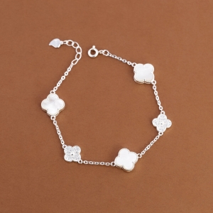 Lắc tay bạc nữ cỏ 4 lá đính đá trắng LTN0456