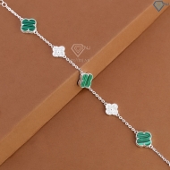 Lắc tay bạc nữ cỏ 4 lá đính đá xanh LTN0456 Trang Sức TNJ