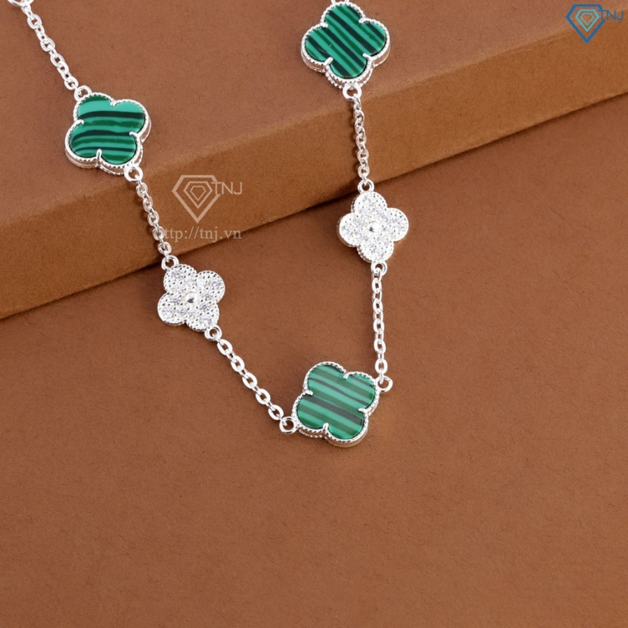 Lắc tay bạc nữ cỏ 4 lá đính đá xanh LTN0456 Trang Sức TNJ