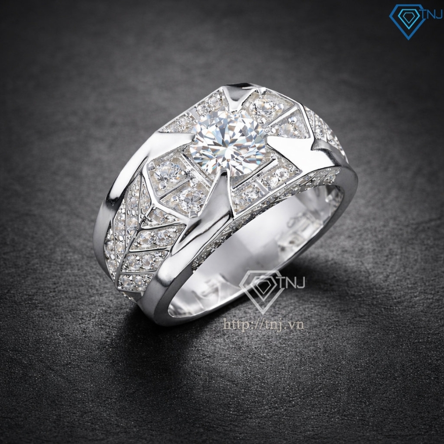 Nhẫn nam bạc 925 đính đá đẹp NNA0886