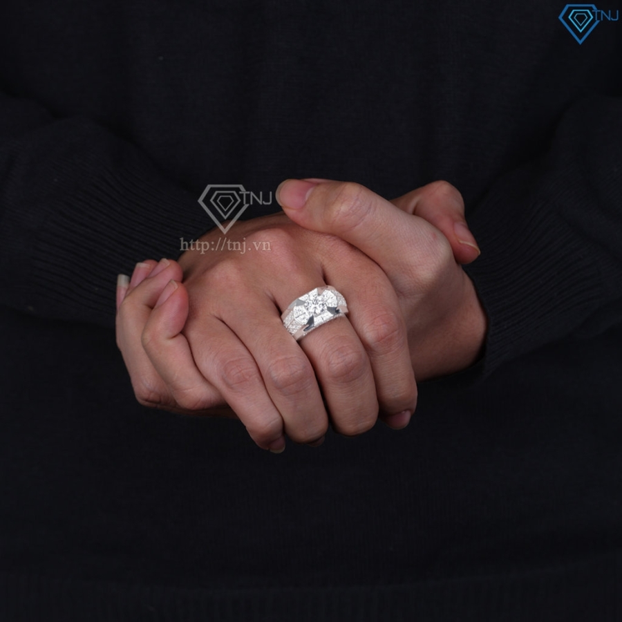 Nhẫn nam bạc 925 đính đá đẹp NNA0886