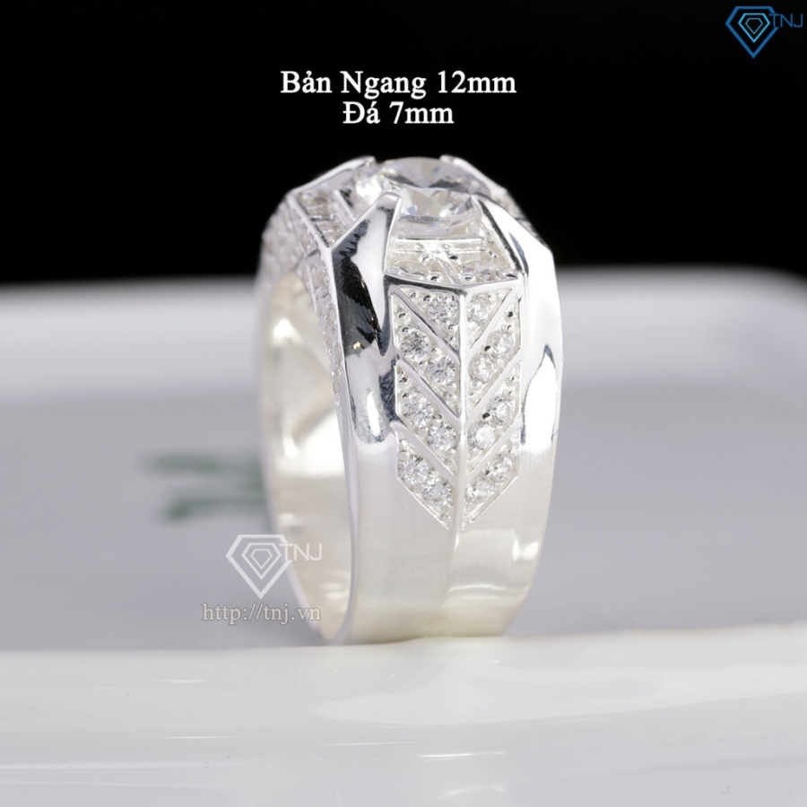 Nhẫn nam bạc 925 đính đá đẹp NNA0886