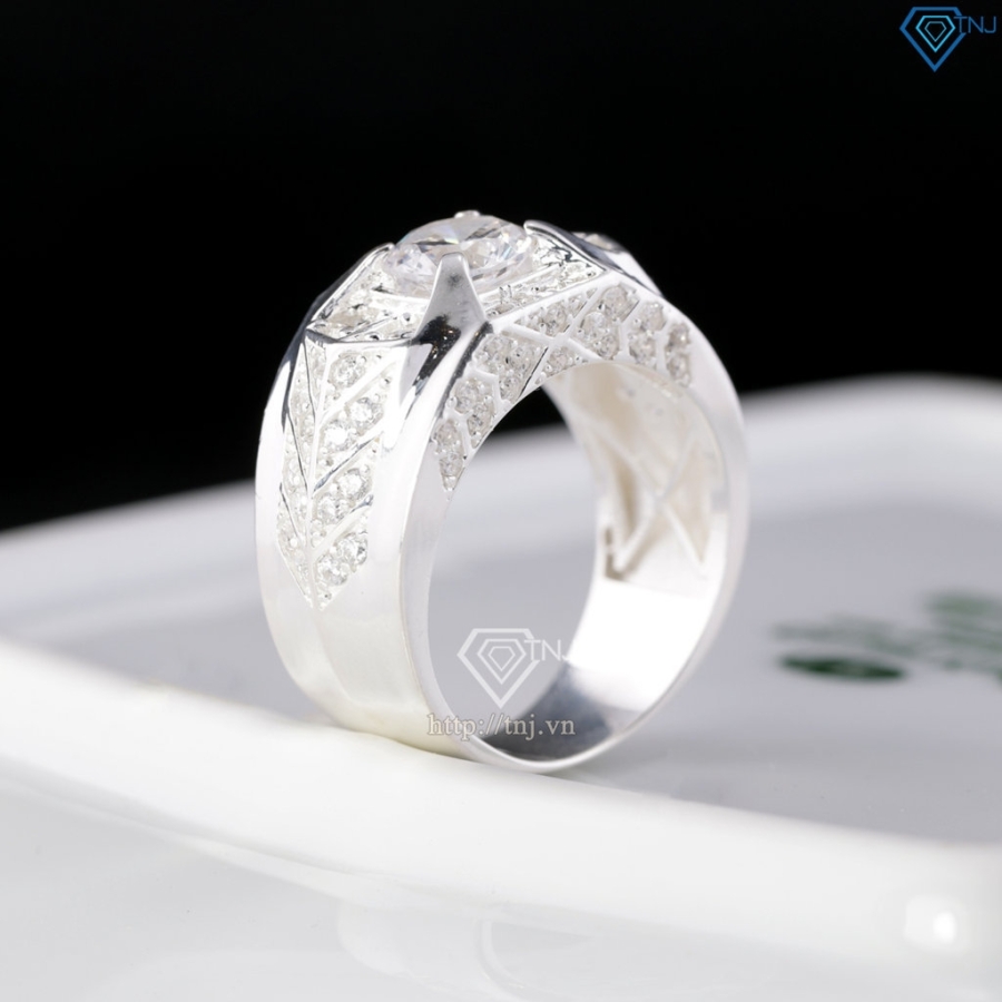 Nhẫn nam bạc 925 đính đá đẹp NNA0886