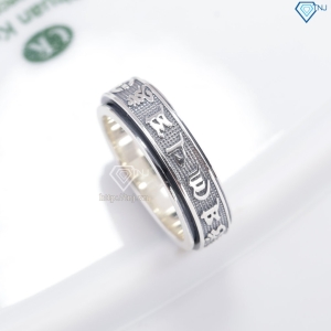 Nhẫn bạc nam Om Mani Padme Hum xoay bản nhỏ xi thái NNA0883-XT
