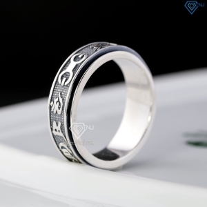 Nhẫn bạc nam Om Mani Padme Hum xoay bản nhỏ xi thái NNA0883-XT