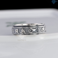 Nhẫn bạc nam Om Mani Padme Hum xoay bản nhỏ xi thái NNA0883-XT