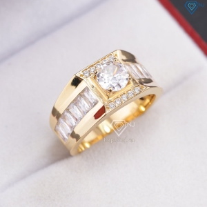 Nhẫn nam bạc xi mạ vàng 18k đính đá NNA0874-XV- Trang sức TNJ
