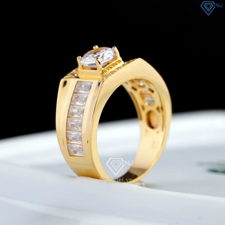 Nhẫn nam bạc xi mạ vàng 18k đính đá NNA0874-XV- Trang sức TNJ