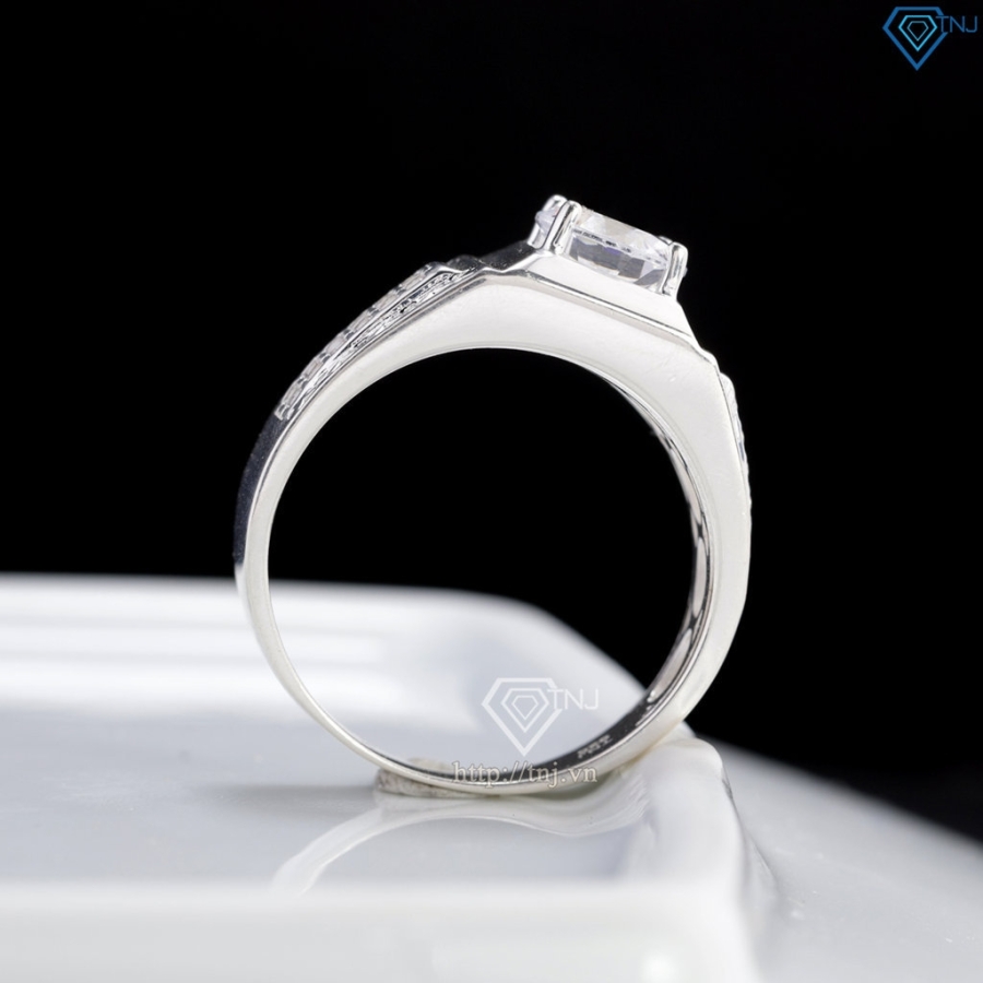 Nhẫn nam bạc bản nhỏ đơn giản đính đá NNA0888