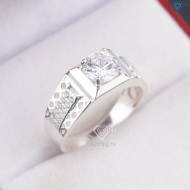 Nhẫn nam bạc bản nhỏ đơn giản đính đá NNA0888