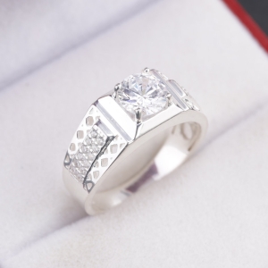 Nhẫn nam bạc bản nhỏ đơn giản đính đá NNA0888