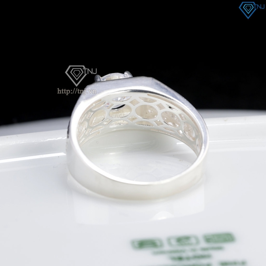 Nhẫn nam bạc bản nhỏ đơn giản đính đá NNA0888
