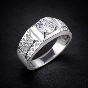 Nhẫn nam bạc bản nhỏ đơn giản đính đá NNA0888