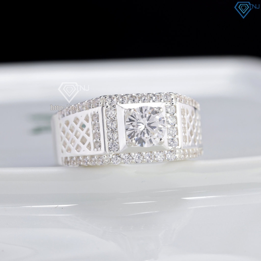 Nhẫn nam bạc hoạ tiết kẻ caro cách điệu NNA0890