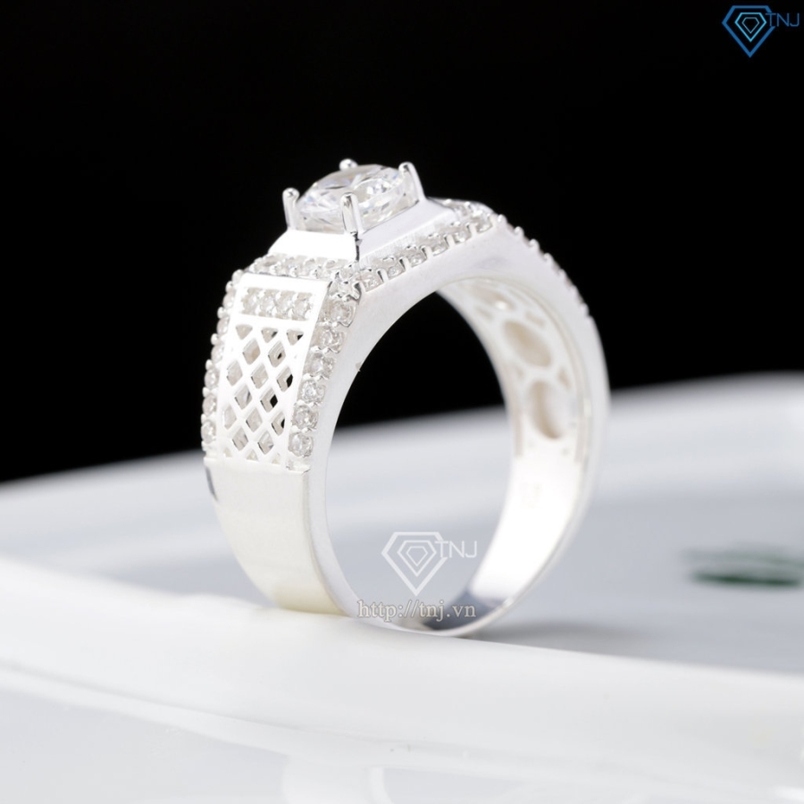 Nhẫn nam bạc hoạ tiết kẻ caro cách điệu NNA0890