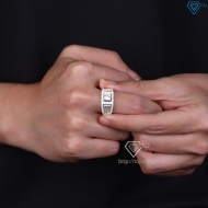 Nhẫn nam bạc hoạ tiết kẻ caro cách điệu NNA0890