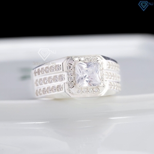 Nhẫn nam bạc mặt đá vuông đẹp NNA0891