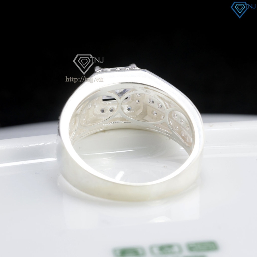 Nhẫn nam bạc mặt đá vuông đẹp NNA0891