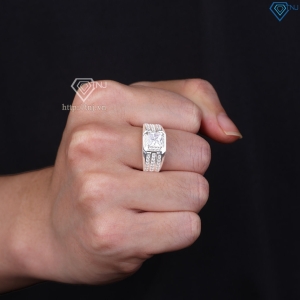 Nhẫn nam bạc mặt đá vuông đẹp NNA0891