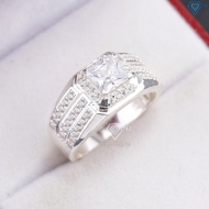 Nhẫn nam bạc mặt đá vuông đẹp NNA0891