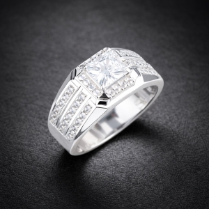 Nhẫn nam bạc mặt đá vuông đẹp NNA0891