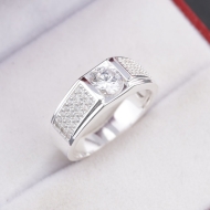 Nhẫn nam bạc đính đá chìm bản nhỏ NNA0892
