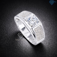 Nhẫn nam bạc đính đá chìm bản nhỏ NNA0892