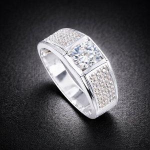 Nhẫn nam bạc đính đá chìm bản nhỏ NNA0892