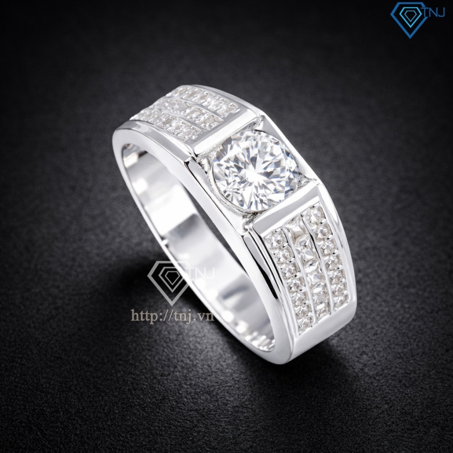 Nhẫn nam bạc đính đá chìm bản nhỏ NNA0893