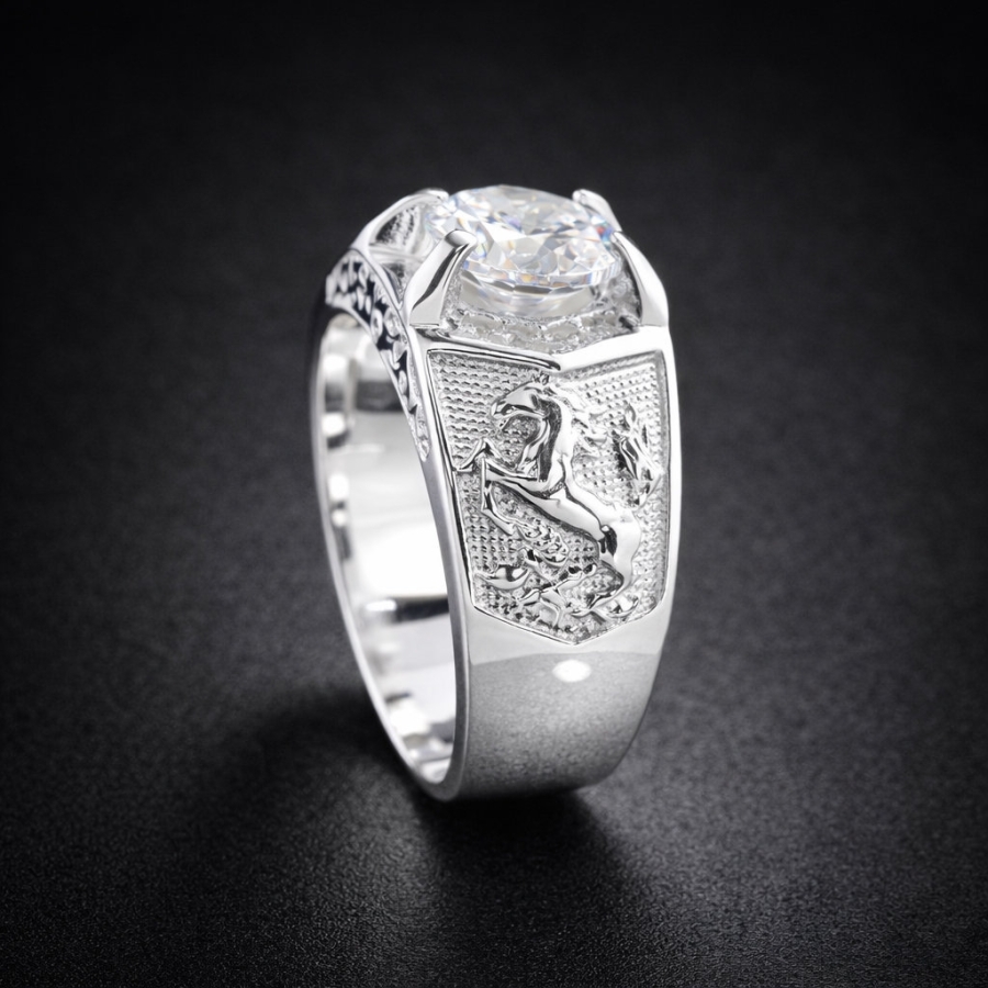Nhẫn nam bạc hình ngựa cho người tuổi ngọ NNA0894