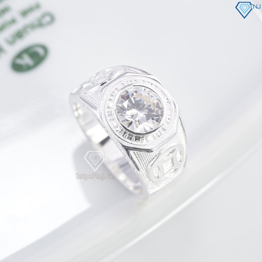 Nhẫn bạc nam hình kim tiền đính đá NNA0895- Trang Sức TNJ