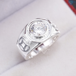 Nhẫn bạc nam hình kim tiền đính đá NNA0895- Trang Sức TNJ