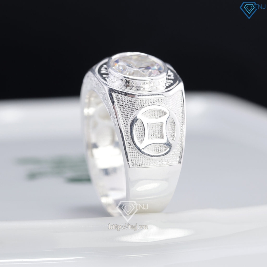 Nhẫn bạc nam hình kim tiền đính đá NNA0895- Trang Sức TNJ