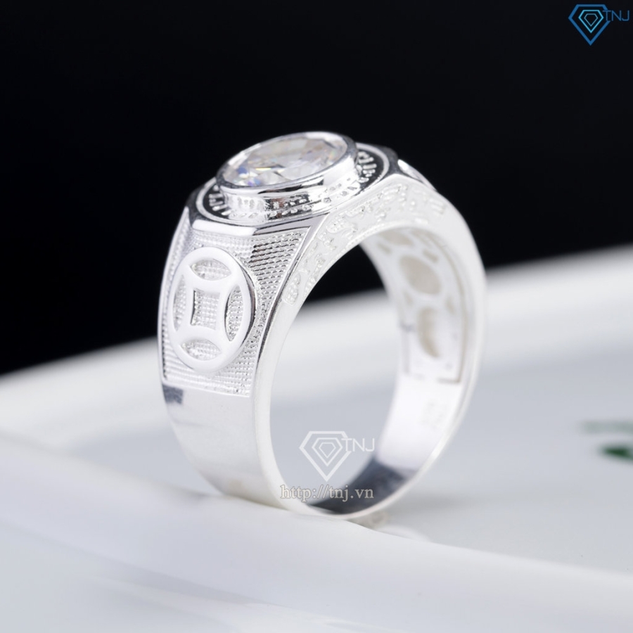 Nhẫn bạc nam hình kim tiền đính đá NNA0895- Trang Sức TNJ