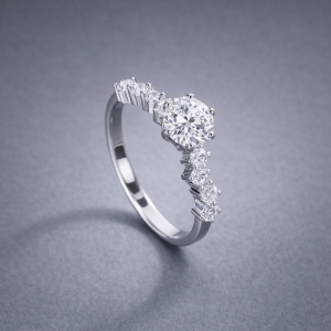 Nhẫn nữ Moissanite cách điệu đính kim cương 6.0mm NNM0097