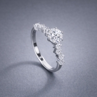 Nhẫn nữ Moissanite cách điệu đính kim cương 6.0mm NNM0097