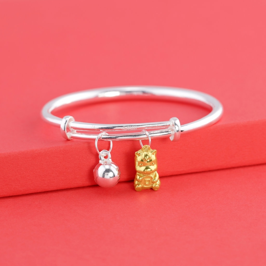 Lắc bạc cho trẻ sơ sinh khắc tên hình ngựa vàng LTT0228