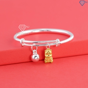 Quà đầy tháng cho bé lắc bạc cho sơ sinh khắc tên ngựa vàng LTT022